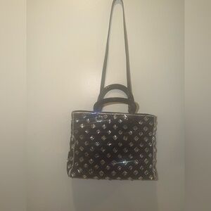 Dior Vintage Cannage Black and Silver Studded Large Nylon Tote